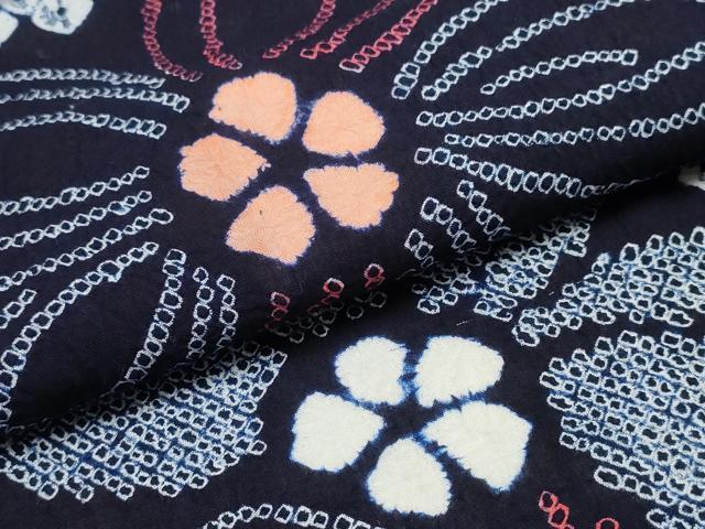 平和屋着物∴夏物 浴衣 有松鳴海絞り 結び紐花文 綿 逸品 CABD2514ng