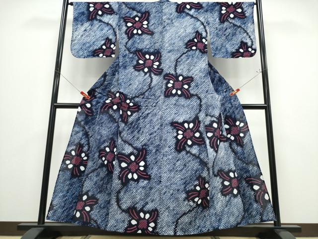 平和屋着物∴夏物 浴衣 有松鳴海絞り 舞花文 綿 逸品 CABD2515ng