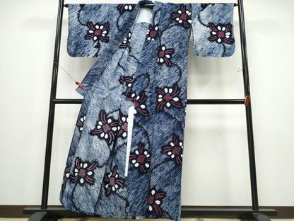 平和屋着物∴夏物 浴衣 有松鳴海絞り 舞花文 綿 逸品 CABD2515ng