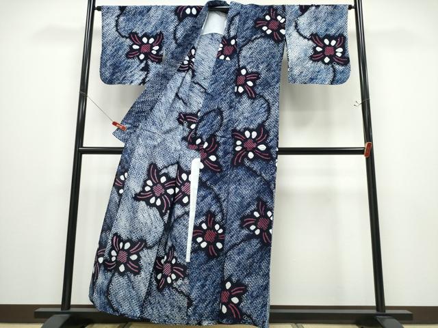 平和屋着物∴夏物 浴衣 有松鳴海絞り 舞花文 綿 逸品 CABD2515ng