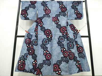 平和屋着物∴夏物 浴衣 有松鳴海絞り 舞菊文 綿 逸品 CABD2517ng