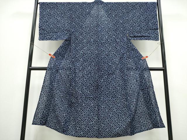 平和屋着物∴夏物　男性　浴衣　有松鳴海絞り　秋名バラ柄　綿　逸品　CABD2519ng