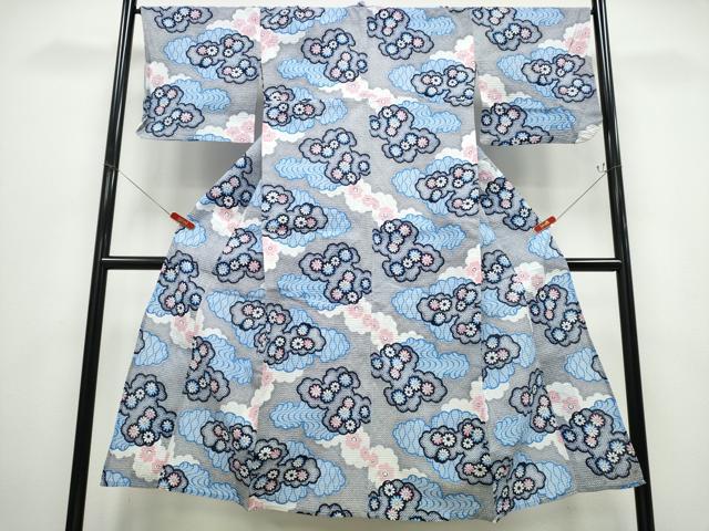 平和屋着物∴夏物　浴衣　雲重ね花文　CABD2520ng