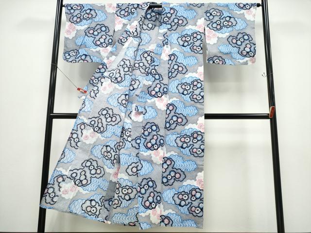 平和屋着物∴夏物　浴衣　雲重ね花文　CABD2520ng