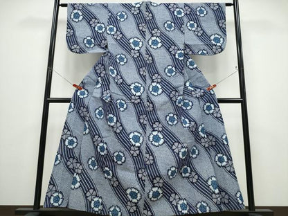 平和屋着物∴夏物 浴衣 斜線花文 CABD2521ng