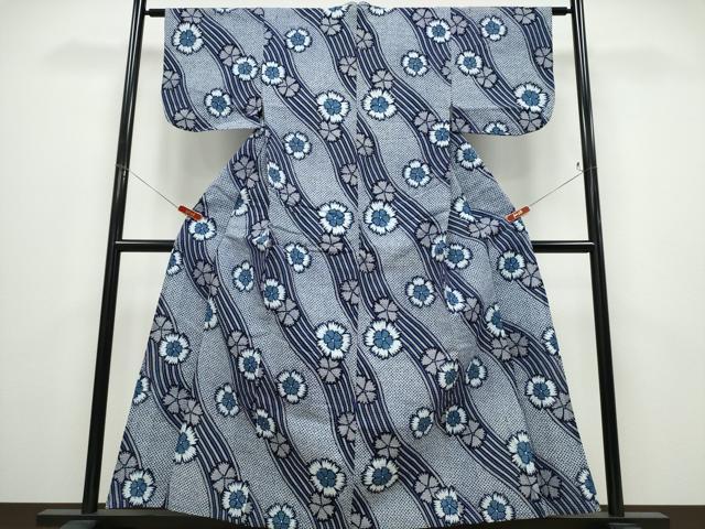 平和屋着物∴夏物 浴衣 斜線花文 CABD2521ng