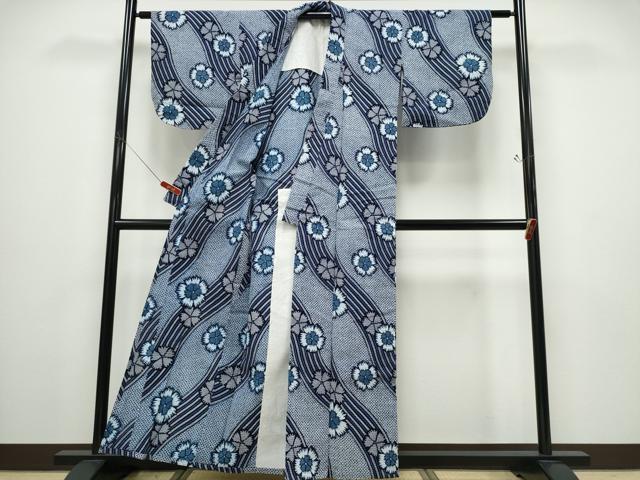 平和屋着物∴夏物 浴衣 斜線花文 CABD2521ng
