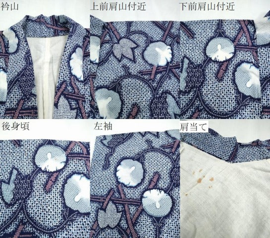 平和屋着物∴夏物　浴衣　竹縞蔦の葉花文　CABD2524ng