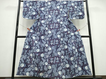 平和屋着物∴夏物　浴衣　竹縞蔦の葉花文　CABD2524ng
