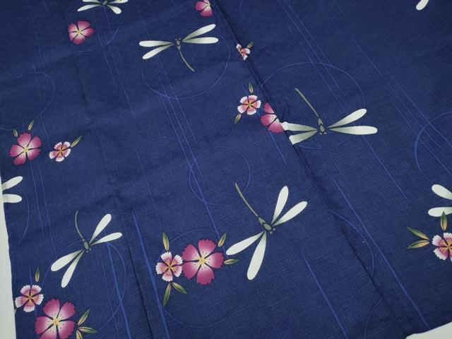 平和屋着物∴夏物 浴衣 トンボ 蜻蛉 花丸文 綿 逸品 CABD2527ng