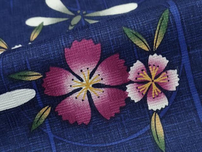 平和屋着物∴夏物 浴衣 トンボ 蜻蛉 花丸文 綿 逸品 CABD2527ng