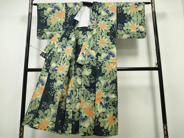 平和屋着物∴夏物 浴衣 モンステラ 洋花文 綿 逸品 CABD2528ng