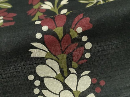 平和屋着物∴夏物 浴衣 綿紅梅 枝垂れ花文 黒地 綿 逸品 CABD2529ng