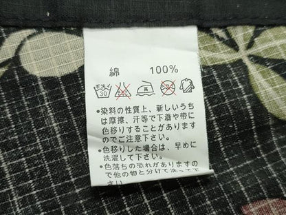 平和屋着物∴夏物 浴衣 綿紅梅 枝垂れ花文 黒地 綿 逸品 CABD2529ng