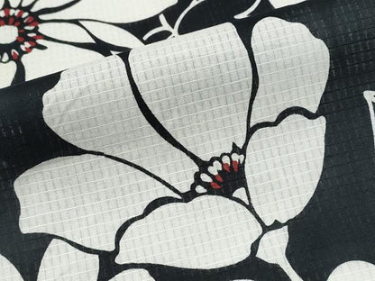 平和屋着物∴夏物 浴衣 綿紅梅 舞花尽くし 黒地 綿 逸品 CABD2530ng