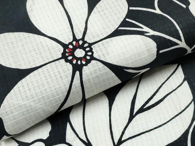 平和屋着物∴夏物 浴衣 綿紅梅 舞花尽くし 黒地 綿 逸品 CABD2530ng