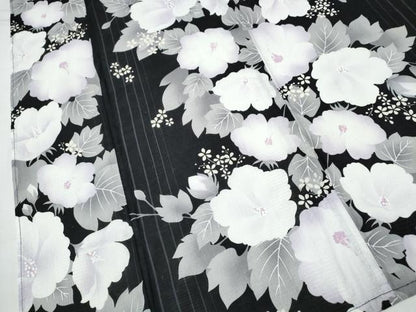 平和屋着物∴夏物 浴衣 舞花間道 黒地 綿 逸品 CABD2536ng