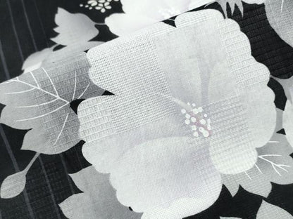 平和屋着物∴夏物 浴衣 舞花間道 黒地 綿 逸品 CABD2536ng