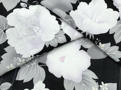 平和屋着物∴夏物 浴衣 舞花間道 黒地 綿 逸品 CABD2536ng