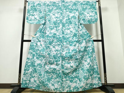 平和屋着物∴夏物 浴衣 切嵌牡丹梅花文 綿 逸品 CABD2538ng