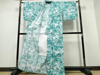 平和屋着物∴夏物 浴衣 切嵌牡丹梅花文 綿 逸品 CABD2538ng