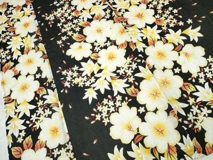 平和屋着物∴夏物 浴衣 綿紅梅 舞花尽くし 黒地 綿 逸品 CABD2541ng