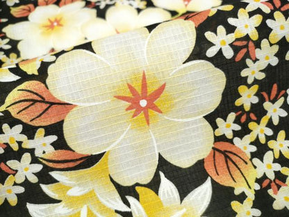 平和屋着物∴夏物 浴衣 綿紅梅 舞花尽くし 黒地 綿 逸品 CABD2541ng
