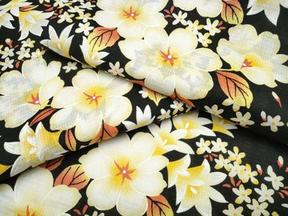 平和屋着物∴夏物 浴衣 綿紅梅 舞花尽くし 黒地 綿 逸品 CABD2541ng