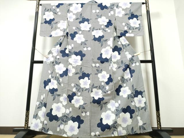 平和屋着物∴夏物 浴衣 舞桜 縞 CABD2542ng