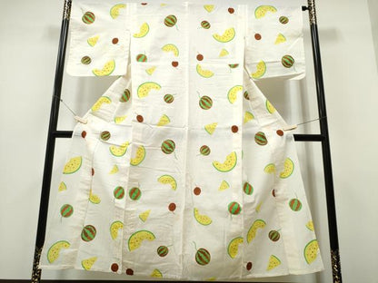 平和屋着物∴夏物 浴衣 スイカ 花火 綿麻 逸品 CABD2543ng