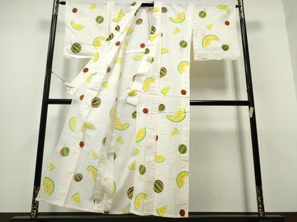 平和屋着物∴夏物 浴衣 スイカ 花火 綿麻 逸品 CABD2543ng