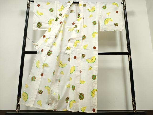 平和屋着物∴夏物 浴衣 スイカ 花火 綿麻 逸品 CABD2543ng