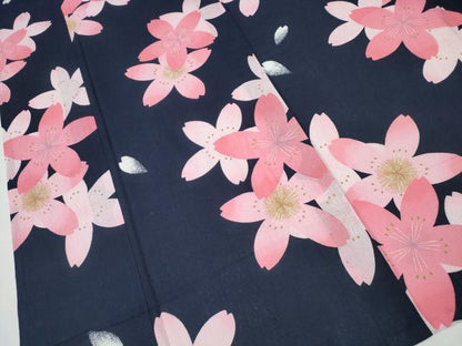 平和屋着物∴夏物 浴衣 舞桜 濃紺地 綿 逸品 CABD2546ng