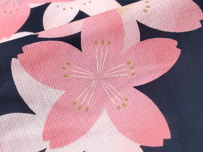 平和屋着物∴夏物 浴衣 舞桜 濃紺地 綿 逸品 CABD2546ng