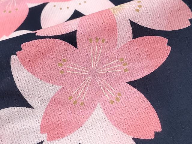 平和屋着物∴夏物 浴衣 舞桜 濃紺地 綿 逸品 CABD2546ng