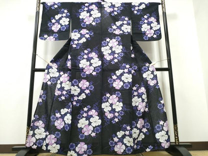平和屋着物∴夏物 浴衣 草花文 綿 逸品 CABD2547ng