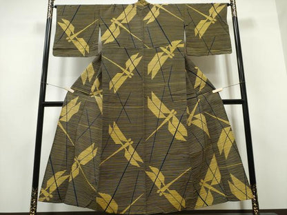 平和屋着物∴夏物 浴衣 トンボ 蜻蛉 横段文 綿 逸品 CABD2549ng
