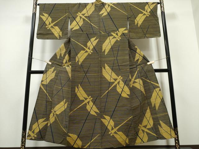 平和屋着物∴夏物 浴衣 トンボ 蜻蛉 横段文 綿 逸品 CABD2549ng