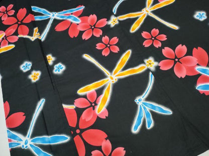 平和屋着物∴夏物 浴衣 蜻蛉 舞花文 黒地 逸品 CABD2550ng