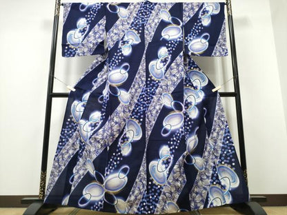 平和屋着物∴夏物 浴衣 水玉吉祥丸文 綿 逸品 CABD2551ng