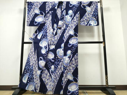 平和屋着物∴夏物 浴衣 水玉吉祥丸文 綿 逸品 CABD2551ng