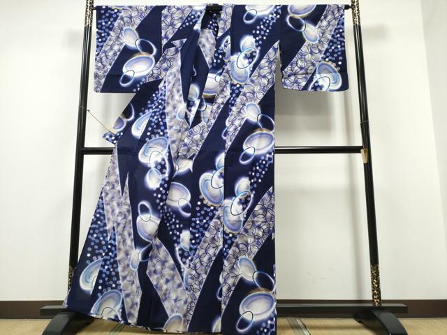 平和屋着物∴夏物 浴衣 水玉吉祥丸文 綿 逸品 CABD2551ng