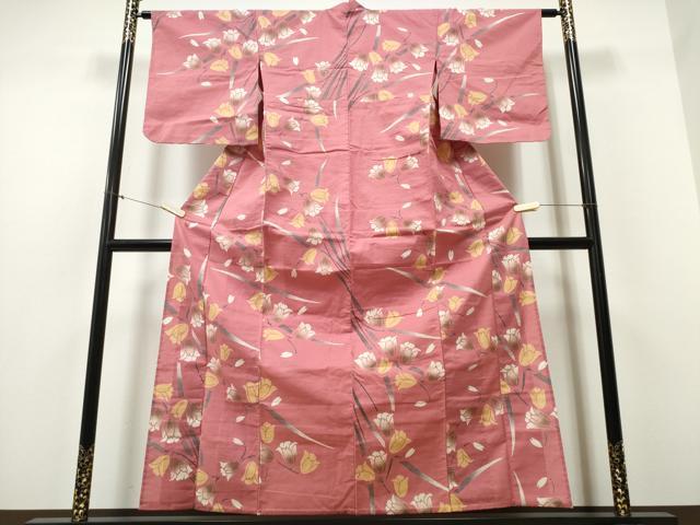 平和屋着物∴夏物 浴衣 チューリップ 綿 逸品 CABD2552ng