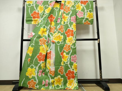 平和屋着物∴夏物 浴衣 枝梅文 綿 逸品 CABD2553ng