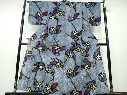 平和屋着物∴夏物 浴衣 有松鳴海絞り 草花文 綿 逸品 CABD2559ng