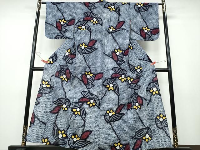 平和屋着物∴夏物 浴衣 有松鳴海絞り 草花文 綿 逸品 CABD2559ng