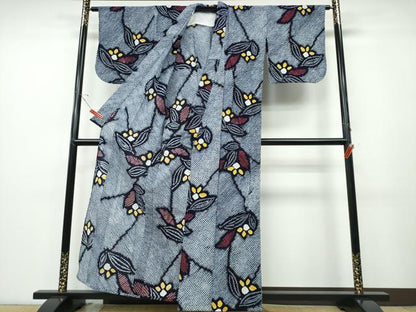 平和屋着物∴夏物 浴衣 有松鳴海絞り 草花文 綿 逸品 CABD2559ng