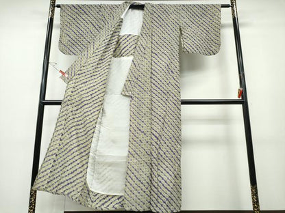 平和屋着物∴夏物　浴衣　有松鳴海絞り　蜘蛛絞り　斜線文　綿　逸品　CABD2564ng