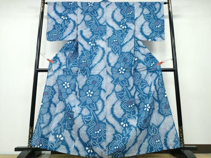 平和屋着物∴夏物 浴衣 有松鳴海絞り 流水花文 綿 逸品 CABD2566ng