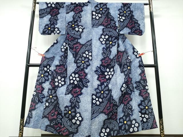 平和屋着物∴夏物 浴衣 有松鳴海絞り 籬花文 綿 逸品 CABD2568ng